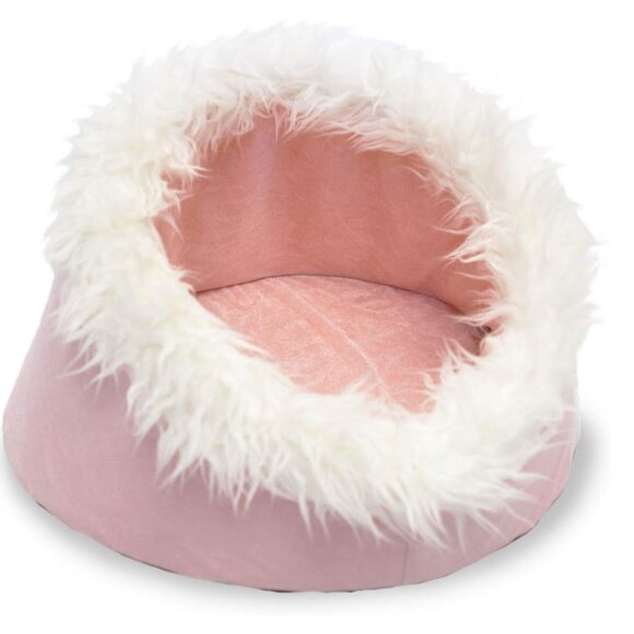 FurHaven Pet Cat Bed | Cat Cave Pet Bed, Blush Pink, 18-inch Base - Picture 4 of 6